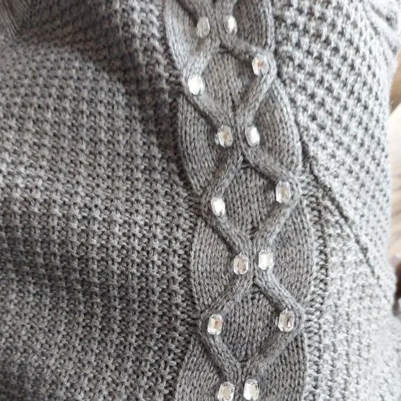 Roaman's Long Knit Midi Sweater Dress - Plus Size 2X (26/28) - Embellished - Picture 5 of 9